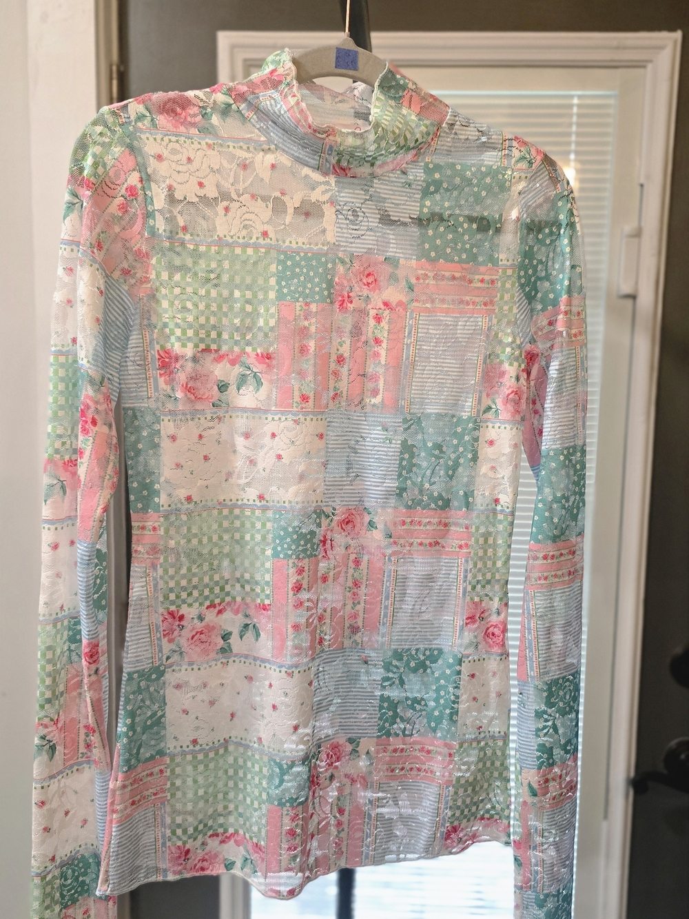 Heirloom Patchwork Mesh Top - NWOT